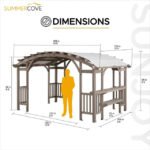 Sunjoy Bellucci 10' x 14' Arched Pergola Light Grey Outdoor Cedar Wood Frame Shelter with Canopy and Built-in Shelves - Image 3
