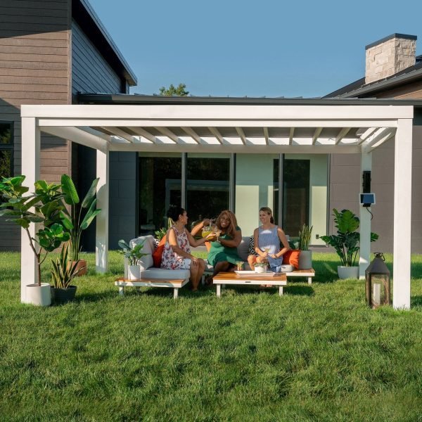 saybrokeeer-product-393-image-1.jpg Backyard Discovery Windham 14' x 10' White Steel Pergola with Soft Canopy - Image 1