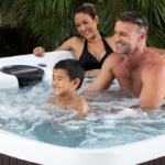 Lifesmart Leganza 6-Person 90-Jet 230V Acrylic Outdoor Hot Tub Spa with Lounge Seating and Waterfall - Image 3