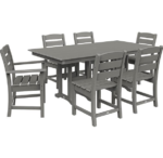 POLYWOOD Lakeside 7-Piece Outdoor Patio Dining Set with Farmhouse Table and 6 Chairs