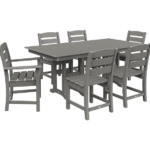 POLYWOOD Lakeside 7-Piece Outdoor Patio Dining Set with Farmhouse Table and 6 Chairs