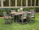 POLYWOOD Lakeside 7-Piece Outdoor Patio Dining Set with Farmhouse Table and 6 Chairs - Image 2