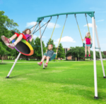 Crystals TLC 9.5 Ft. Heavy-Duty Metal Outdoor Swing Set with Saucer Swing and 2 Swings - Image 9