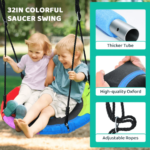 Crystals TLC 9.5 Ft. Heavy-Duty Metal Outdoor Swing Set with Saucer Swing and 2 Swings - Image 4