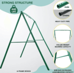 Crystals TLC 440 lbs Heavy-Duty Metal Swing Frame A-Frame Stand with 5 Hooks - Image 4