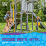 Jack & June Haven Cedar Wood Outdoor Swing Set with Slide and Rock Wall - Image 6