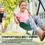 Klokick Heavy-Duty Metal Outdoor Swing Set with Saucer Swing and 2 Belt Swings - Image 2