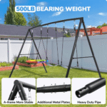 Klokick Heavy-Duty Metal Outdoor Swing Set with Saucer Swing and 2 Belt Swings - Image 3