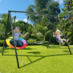 Klokick Heavy-Duty Metal Outdoor Swing Set with Saucer Swing and 2 Belt Swings - Image 6