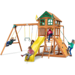 Gorilla Playsets Outing III Wooden Outdoor Playset with Monkey Bars and Slide