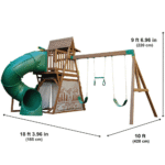 KidKraft Ranger Retreat Wooden Outdoor Playset with Tube Slide and 3 Swings