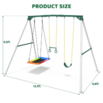 Crystals TLC 9.5 Ft. Heavy-Duty Metal Swing Set with Belt Swing and Trapeze Bar - Image 3
