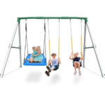 Crystals TLC 660 lbs Heavy-Duty Metal Swing Set with Platform Swing and 2 Belt Swings