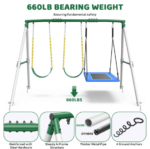 Crystals TLC 660 lbs Heavy-Duty Metal Swing Set with Platform Swing and 2 Belt Swings - Image 4