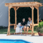 Backyard Discovery Callahan Cedar Wood Outdoor 2-Person Pergola Swing Bench - Image 4