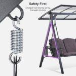 Purple Leaf 3-Seat Outdoor Patio Porch Swing with Adjustable Hardtop Canopy - Image 5