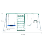 Crystals TLC Steel Frame Backyard Swing Set with Saucer Swing, Belt Swing, and Trapeze Bar