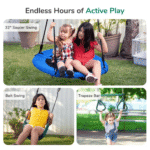 Crystals TLC Steel Frame Backyard Swing Set with Saucer Swing, Belt Swing, and Trapeze Bar - Image 7