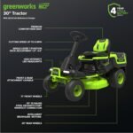 Greenworks 60V CrossoverT 30-Inch Cordless Battery Electric Riding Lawn Tractor - Image 3
