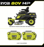 RYOBI 80V HP Brushless 30-Inch Battery Electric Cordless Zero-Turn Riding Mower with 10Ah Batteries - Image 5