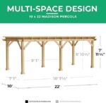 Yardistry Meridian 10' x 22' Cedar Wood Outdoor Pergola - Image 3