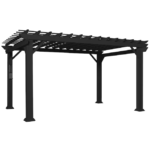 Backyard Discovery Stratford 14' x 10' Black Steel Outdoor Pergola with Sail Shade Canopy
