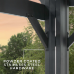 Backyard Discovery Stratford 16' x 12' Black Steel Outdoor Pergola with Sail Shade Canopy - Image 8
